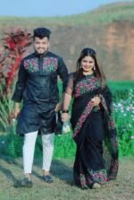 এক্সক্লুসিভ ধুপিয়ান সিল্ক শাড়ি & পাঞ্জাবি কাপল ড্রেস - Image 2