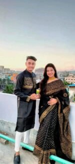 এক্সক্লুসিভ ধুপিয়ান সিল্ক শাড়ি & পাঞ্জাবি কাপল ড্রেস - Image 8