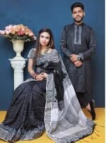 এক্সক্লুসিভ ধুপিয়ান সিল্ক শাড়ি & পাঞ্জাবি কাপল ড্রেস - Image 7